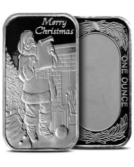 1 oz Silver Merry Christmas Santa Bar SilverTowne