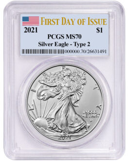 2021 1 oz American Silver Eagle Coin PCGS MS70 FDOI (Type 2)