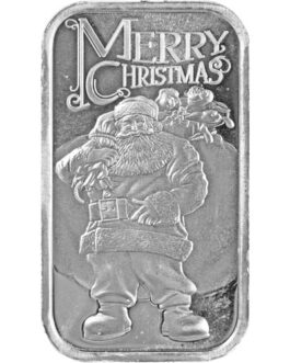 1 oz Merry Christmas Santa with Toy Bag Silver Bar (New)