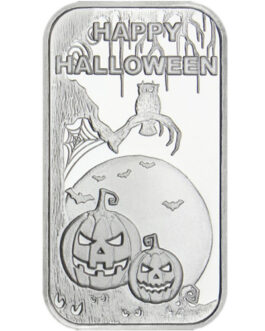 1 oz Silvertowne Happy Halloween Frightful Night Silver Bar (New)