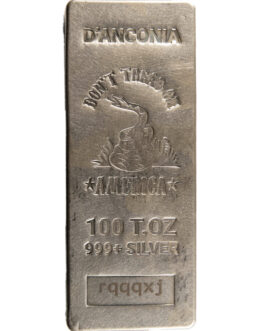 100 oz D’Anconia Silver Don’t Tread on America Bar (New)