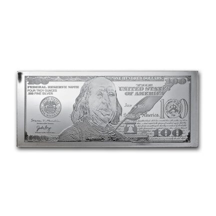 4 oz Silver Bar 2020 $100 Franklin Bill (Display Box)